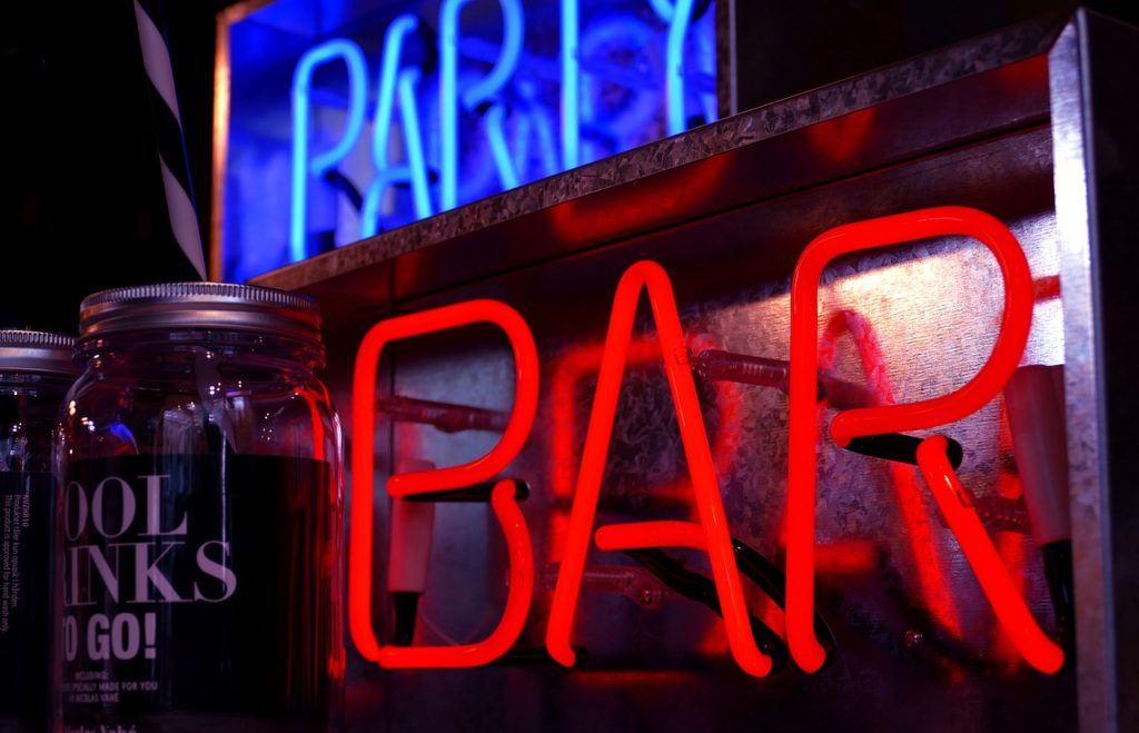 bar, party, signs