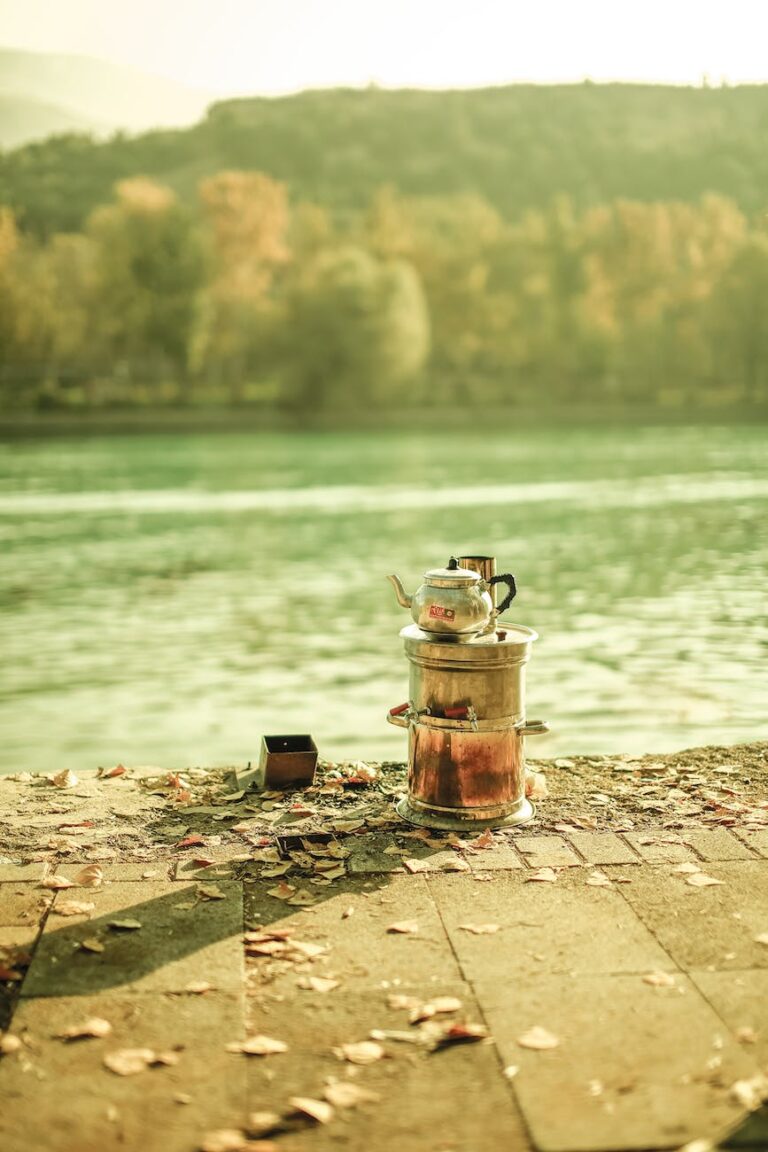 metal cookware by river